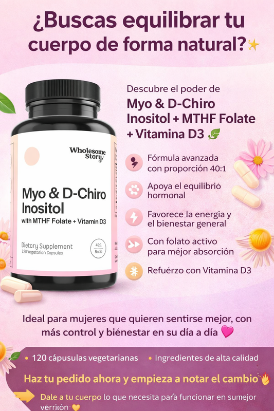 MYO CHIRO INOSITOL + D3 MTHYLFOLATO 120 CAPSULAS WHOLESOME